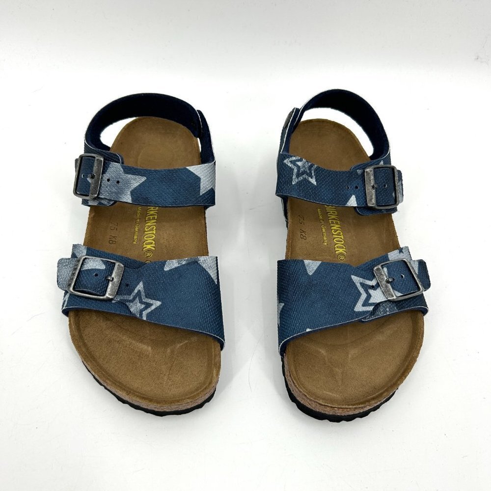 NIB BIRKENSTOCK Kids New York Blue Vintage Stars Print Sandals Shoes 33 / Kids 2 - Picture 2 of 4
